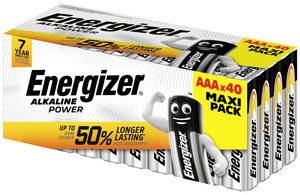 Energizer Power Alkaline Micro Baterie, zestaw 40 Bateria AAA/R03 Energizer Power  1.5 V 40 szt.