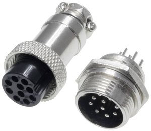 Złącze męskie okrągłe 453559, styki:10, 30 V/AC, 1 A, 1 zest.