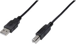 Kabel USB Digitus AK-300105-018-S, USB 2.0, Złącze męskie USB-A, Złącze męskie USB-B, 1.80 m