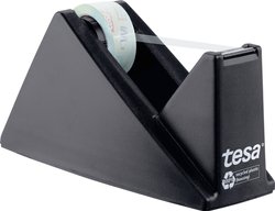 Taśma samoprzylepna tesafilm® eco &amp, crystal — przezroczysta folia samoprzylepna wykonana z materiału PET pochodzącego z recyklingu — odporna na rozdarcie, o dużej sile klejenia — w zestawie z solidnym dozownikiem stołowym Dozownik taśmy tesa  59045-00