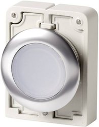 Przełącznik wciskany Eaton M30C-FDRL-W płaski, okrągły, chromowany biały   1 szt.