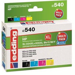 Edding Tusz Zamiennik HP 934XL, 935XL, X4E14AE, C2P23AE, C2P24AE, C2P25AE, C2P26AE Czarny, Cyjan, Magenta, Żółty  atrament Edding EDD-540 18-540, 1 szt.