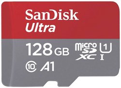 Karta pamięci microSDXC SanDisk microSDXC Ultra 128GB (A1/UHS-I/Cl.10/140MB/s) + Adapter ''Mobile'', 128 GB, A1 Application Performance Class, UHS-Class 1