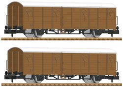 Wagon towarowy Fleischmann 826213 Zestaw N składający się z 2 krytych wagonów towarowych DB AG