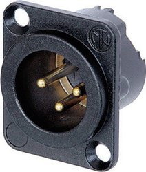 Gniazdo XLR z kołnierzem Neutrik NC3MD-LX-B, 3-pin, 16 A, czarne