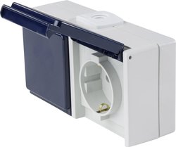 Gniazdo 2-kierunkowe, poziome, z 2 przepustami kablowymi AS Schwabe 62463  Gniazdo natynkowe   IP54