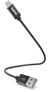 Kabel USB Hama, USB 2.0, Złącze męskie USB-A, Złącze męskie USB Micro-B, 0.20 m