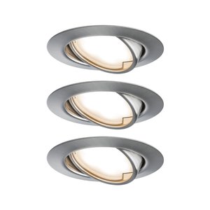 Oprawa wpuszczana LED Base Coin zestaw podstawowy obrotowa okrągła 90mm 20° Coin 3x5W 3x350lm 230V 3000K szczotkowane żelazko Lampa do zabudowy Paulmann Base 93421 Zestaw 3-elementowy 15 W 370 lm