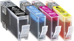 Tusz do drukarek atramentowych, zestaw Basetech BTH62 Czarny, Cyjan, Magenta, Żółty