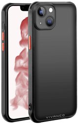 Vivanco Frosted Futerał backcase Apple iPhone 14 Plus przeźroczysty, czarny Ładowarka indukcyjna, Odporny na wstrząsy