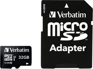 Karta pamięci microSDHC Verbatim PRO, 32 GB, Class 10, UHS-I, UHS-Class 3