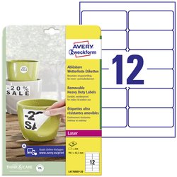 Etykiety foliowe, odporne na warunki atmosferyczne Avery-Zweckform, L4776REV-20, 99.1 x 42.3 mm, 20 arkusz