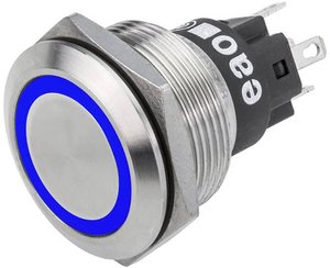 EAO 82-6151.1123 Seria 82 Podświetlany przycisk Mom 22mm Niebieski 12V lutowany term Przycisk eao 82-6151.1123, 22.30 mm, 1 szt.