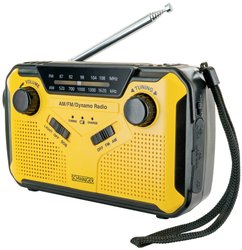 Radio outdoorowe Schwaiger UKW, AM, FM korba ręczna, panel słoneczny, ochrona przeciwbryzgowa, wstrząsoodporny, latarka kieszonkowa żółty, czarny