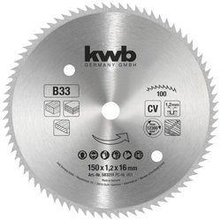 Piły tarczowe do drewna profilowego do ręcznych pilarek tarczowych Ř 150 x 16 mm Tarcza tnąca kwb  150 x 16 mm 1 szt.