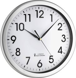 TFA Dostmann 60.3519.02  Sterowany radiowo Zegar ścienny 30.8 cm x 4.3 cm srebrny