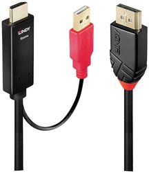 Lindy 41424 Adapter kabla wideo 0,5 m DisplayPort HDMI + USB Czarny Kabel LINDY 41424, 0.50 m