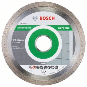 Diamentowa tarcza tnąca Standard for Ceramic, 125 x 22,23 x 1,6 x 7 mm, zestaw 1 szt. Bosch Accessories 2608602202  Tarcza tnąca diamentowa Średnica 125 mm   1 szt.