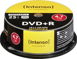 Intenso DVD+R 4,7 GB 16X 25 szt. na szpuli z możliwością nadruku DVD+R Intenso 4811154 25 szt.