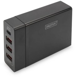 Digitus 4-Port, 72 W 3+1 Stacja ładowania USB 72 W gniazdo Maksymalne natężenie wyjściowe 10200 mA Ilość wyjść: 4 x złącze żeńskie USB-C, USB USB Power Delivery (USB-PD)