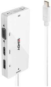 Konwerter USB-C®, DisplayPort, DVI, HDMI, VGA LINDY 43279, [1x złącze męskie USB-C - 1x złącze żeńskie DisplayPort, złącze żeńskie DVI 29-pin, złącze żeńskie HDMI, złącze żeńskie VGA]
