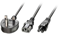 kabel Y LINDY 30374 [1x złącze męskie angielskie - 2x złącze żeńskie IEC C13, złącze żeńskie IEC C5] 2.50 m