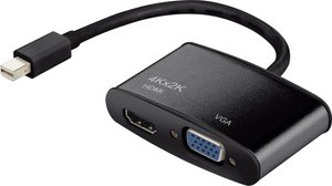 Przejściówka, adapter DisplayPort, HDMI, VGA Renkforce, mini-DisplayPort => HDMI, VGA, czarny, 15.00 cm, Wykonanie złącza: proste