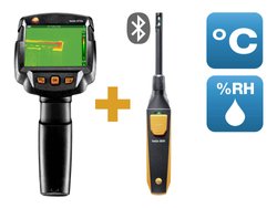 Zestaw do diagnostyki budynków testo 872s - kamera termowizyjna testo 872 z czujnikiem wilgotności Bluetooth testo 605i Kamera termowizyjna testo 872s, zestaw do diagnozy budynków 240 x 180 Pixel -30 do +650 °C