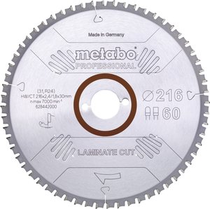 Tarcza tnąca Metabo LAMINATE CUT PROFESSIONAL 216 x 30 x 1.8 mm 1 szt.