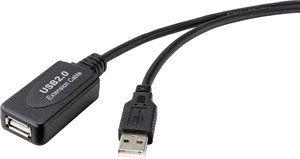 Kabel USB Renkforce, USB 2.0, Złącze męskie USB-A, Złącze żeńskie USB-A, 10.00 m