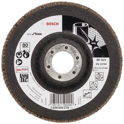 Do stali nierdzewnej - X581 Best for Inox jest kompatybilny ze szlifierkami kątowymi. Tarcza lamelkowa Bosch Accessories X581 2608608278 Średnica 125 mm 1 szt.