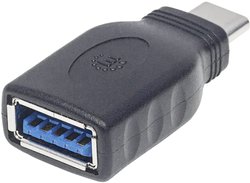 Przejściówka, adapter USB Manhattan Adapter USB-C Stecker auf USB A Buchse USB 3.1, Gen 1 5 Gbps schwarz 354646, [1x złącze męskie USB-C 3.2 (USB 3.1) - 1x złącze żeńskie USB 3.2 (USB 3.1)]