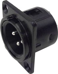 Złącze męskie XLR TRU COMPONENTS 1409121, niklowany, złącze żeńskie z kołnierzem, wyjście proste, 1 szt.