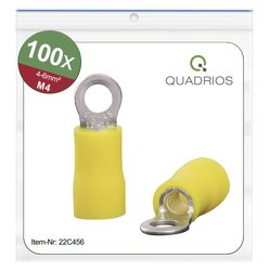 Końcówki kablowe oczkowe, zestaw 100 szt., M4, przekrój 4 - 6 mm² Quadrios 22C456 Końcówka oczkowa 1 zest.