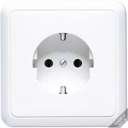 Jung 5520KIWW Gniazdo uziemienia 16A 250V osłona styków pełna płyta 81x81mm biały alpejski Gniazdo elektryczne Jung 5520KIWW biały
