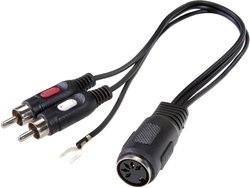 SpeaKa Professional SP-7869832  Cinch / Złącze DIN Audio Adapter Y [1x złącze żeńskie DIN 5-pin - 2x złącze męskie RCA/cinch] czarny