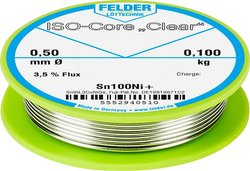 Cyna lutownicza Felder Löttechnik ISO-Core ''Clear'' Sn100Ni+ szpula Sn99,25Cu0,7Ni0,05  0.100 kg 0.5 mm