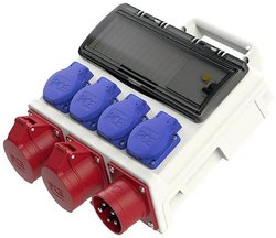 Tablica rozdzielcza PCE 9004006, 400V, 16A, IP44, 4 gniazda 230 V, 2CEE 16 A 380 V