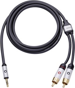 Kabel audio, Cinch / Jack Oehlbach 60002, [2x złącze męskie RCA/cinch - 1x złącze męskie jack 3,5 mm], 1.50 m, czarny