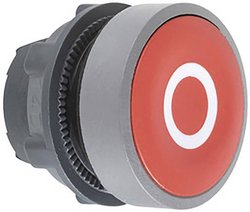 Przycisk przedni, etykieta O, chwilowy, czerwony, 22 mm, w kolorze szarym Element przedni z przyciskiem Schneider Electric      1 szt.
