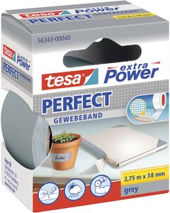 tesa extra Power® Perfect taśma tekstylna — do wymagających zastosowań wewnętrznych i zewnętrznych, maksymalna siła klejenia, odporna na warunki atmosferyczne Taśma materiałowa tesa® extra Power 56343-00040-03, 1 szt.