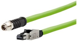 Kabel M12 Industrial Ethernet, kodowanie X, 5,0 m, złącze proste M12 - złącze proste RJ45, łańcuch kablowy, PUR Kabel LAN Metz Connect 142M6X18050, 1 szt., M12, CAT 6a, SF/UTP, 5.00 m, zielony
