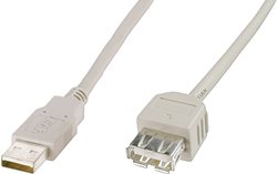 Kabel USB Digitus AK-300202-018-E, USB 2.0, Złącze męskie USB-A, Złącze żeńskie USB-A, 1.80 m