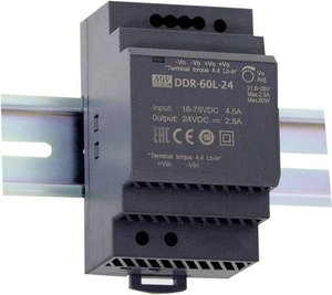 Przetwornik DC/DC na szynę DIN Mean Well DDR-60L-15 DDR-60L-15  15 V/DC 4 A 60 W Ilość wyjść:1 x