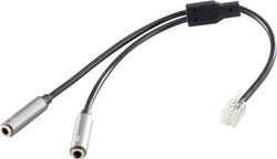 SpeaKa Professional SP-8832404  RJ10 Telefon Przejściówka, adapter [1x złącze męskie RJ10 4p4c - 2x złącze żeńskie pozłacane 3,5 mm, złącze żeńskie pozłacane 3,5 mm] czarny