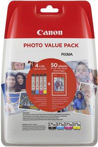 Canon atrament CLI-571CMYBK Photo Value Pack XL tusz oryginalny Combi-Pack Czarny, Żółty, Cyjan, Magenta 0332C005