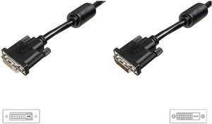 Przedłużacz DVI Digitus AK-320200-030-S, ze złączem śrubowym, z rdzeniem ferrytowym, 3.00 m