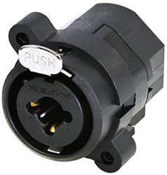 3-biegunowe gniazdo XLR do obudowy połączone z gniazdem jack 6,35 mm, stereo, ze stykiem „przełączanym” i przełączanym stykiem uziemienia, pionowy montaż na płytce drukowanej Złącze męskie XLR Rean AV RCJ10FI-V RCJ10FI-V, gniazdo, 1 szt.