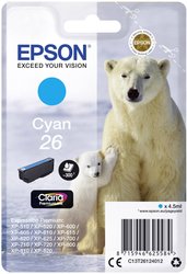Epson atrament T2612, 26 tusz oryginalny  Cyjan C13T26124012