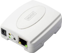 1-portowy serwer sieciowy do obwodów drukowanych, USB 2.0, Fast Ethernet, 1x RJ45, 1x USB A. Sieciowy serwer wydruku Digitus DN-13003-2 RJ45